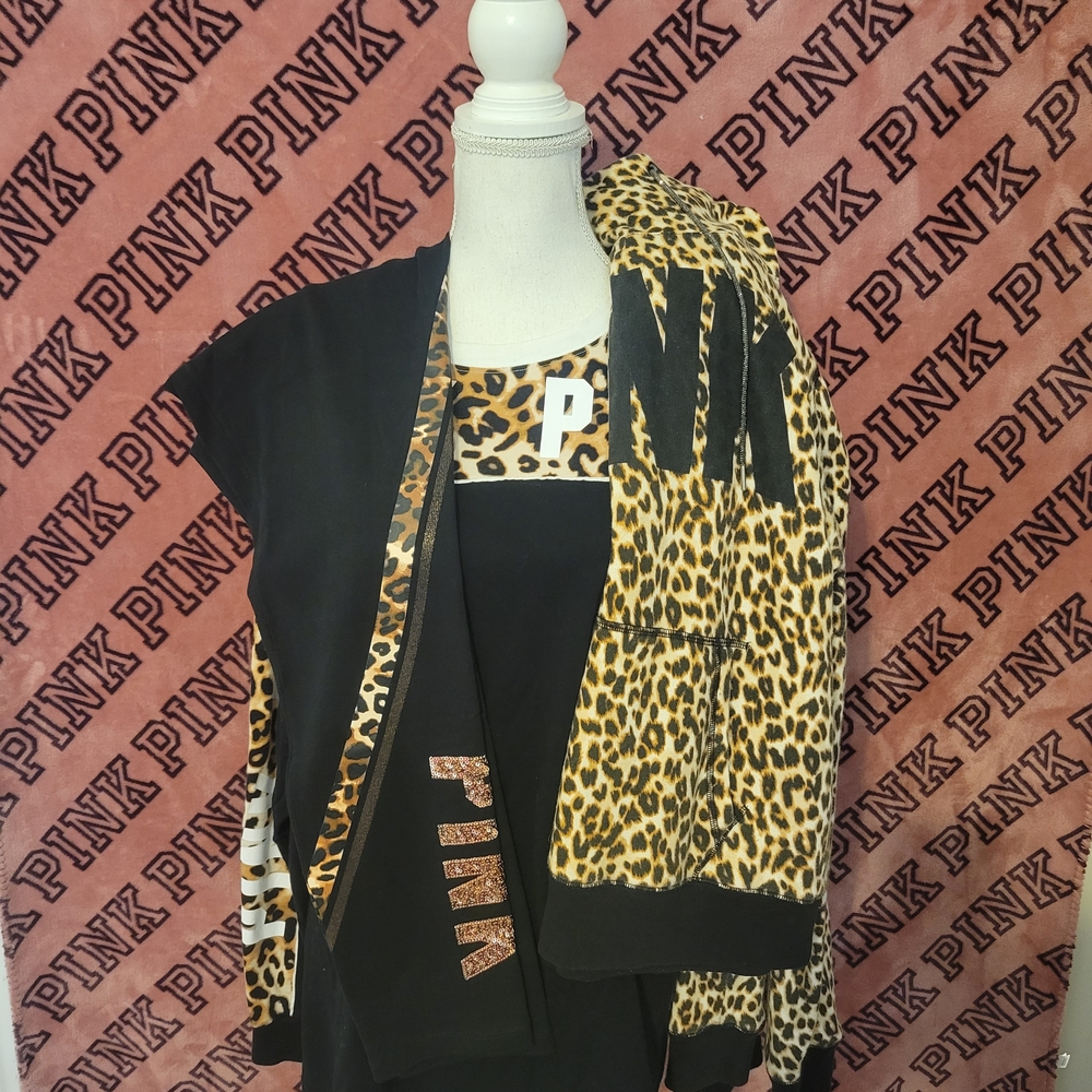 PINK Victoria's Secret 3pc HTF Leopard Print Bundle - Picture 2 of 16